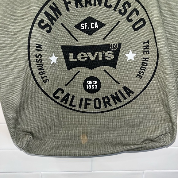 Levi's California Canvas Tote Bag Olive Green 100% Cotton - Picture 4 of 9